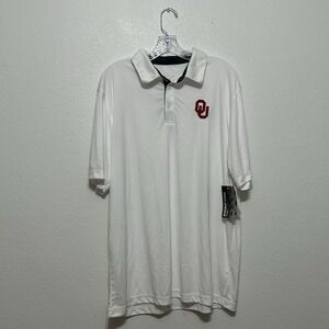 Captivating Apparel Oklahoma University Sooners OU White Polo Mens L NWT - FLAWS